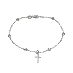 pulsera plata  rosario sin medalla