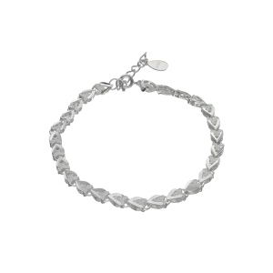 pulsera plata corazones facetados
