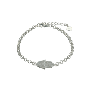 pulsera plata dije mano de fatima con cubics