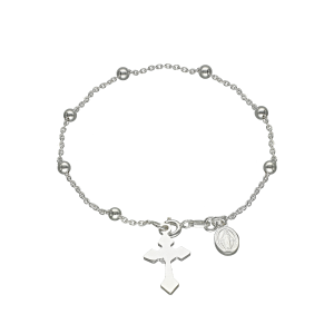 pulsera plata rosario denario bolitas