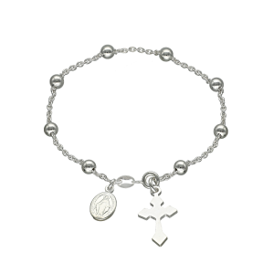 pulsera plata rosario denario bolitas