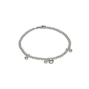 pulsera plata bolitas con dijes