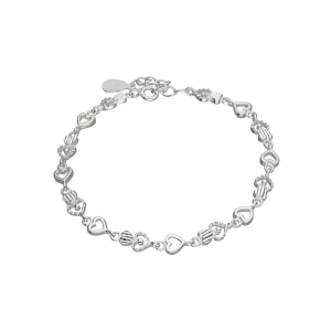 pulsera plata corazones facetados