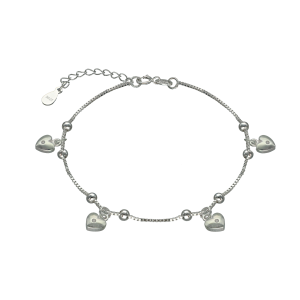 Pulsera plata veneziana corazones con cubics