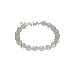 pulsera plata bolitas tejidas hilo interno de plata