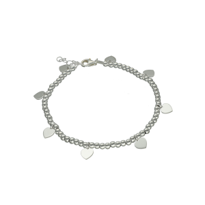 pulsera plata bolitas + dije corazón