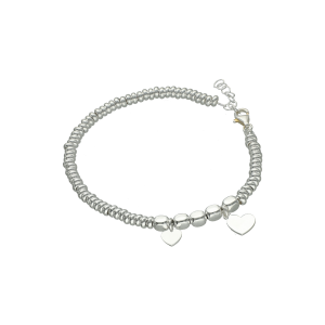 pulsera plata separadores + dados+corazon chapita