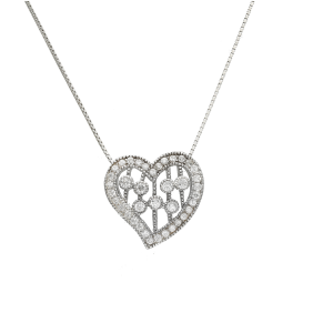 conjunto plata corazon con cubics