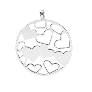 dije plata calado corazones