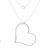 fantasía plata collar bolitas + dije corazón martelado