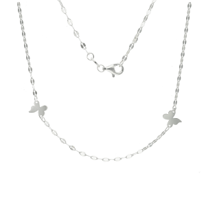 fantasía plata collar espejado + dijes mariposas