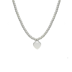 fantasía plata collar bolitas dije  corazón