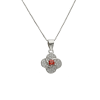 conjunto plata  flor piedra roja