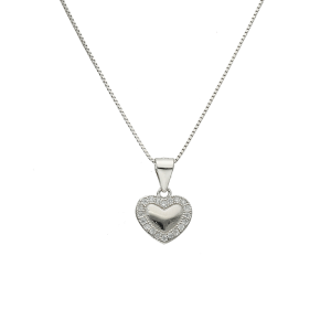 conjunto plata corazon cubics