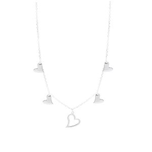 Collar ag cinco corazones calado y plano