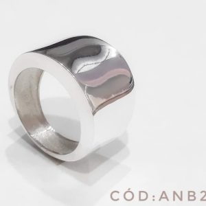 Anillo bombé plano con galería tapa