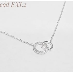 Collar dos circulos plata y cubic 13x9mm
