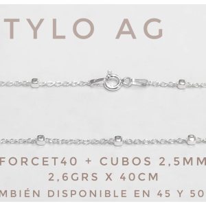 Cadena plata Forcet 40 + cubo 2.5mm