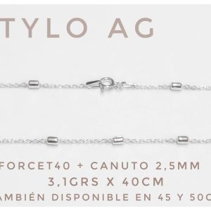 Cadena plata Forcet 40 + canuto 2.5mm