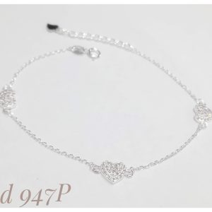 Pulsera plata corazones con cubic