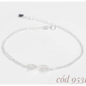 Pulsera plata doble hilo con cubic