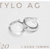 Aro argolla plata tubo rectangular