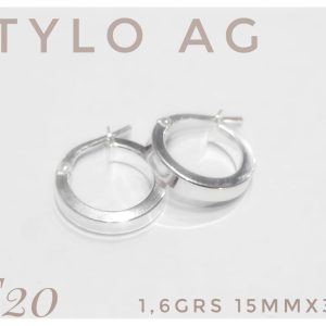 Aro argolla plata tubo rectangular