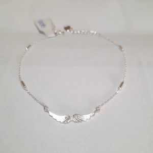 Pulsera plata forcet con canutos mas dije central alas