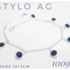 Pulseras plata forcet con dijes cubic azul con virola.