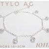 Pulsera plata forcet mas dijes cubic con virola.