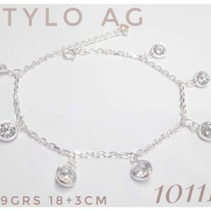 Pulsera plata forcet mas dijes cubic con virola.
