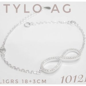 Pulsera plata forcet dije central infinito engarzado