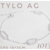 Pulsera plata forcet combinada  con eslabones planos engarzados