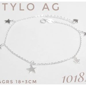 Pulsera plata forcet con mini dijes estrella 18+3cm