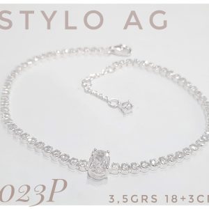 Pulsera plata engarzada con cubic central de  5x6mm. Largo 18+3cm