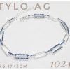 Pulsera plata con cubic azul eslabon rectangular 5x11mm