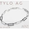 Pulsera plata con cubic negro eslabon rectangular 5x11mm. Largo17+ 3cm