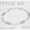 Pulsera plata con cubic multicolor eslabon 5x11mm. Largo 17+3cm