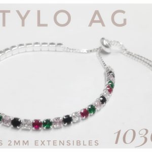Pulsera plata extensible cubic 3mm multicolor