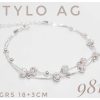 Pulsera plata veneziana dos hilos con bolas diamantadas