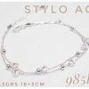 Pulsera plata veneziana doble con corazones y bolitas pasantes